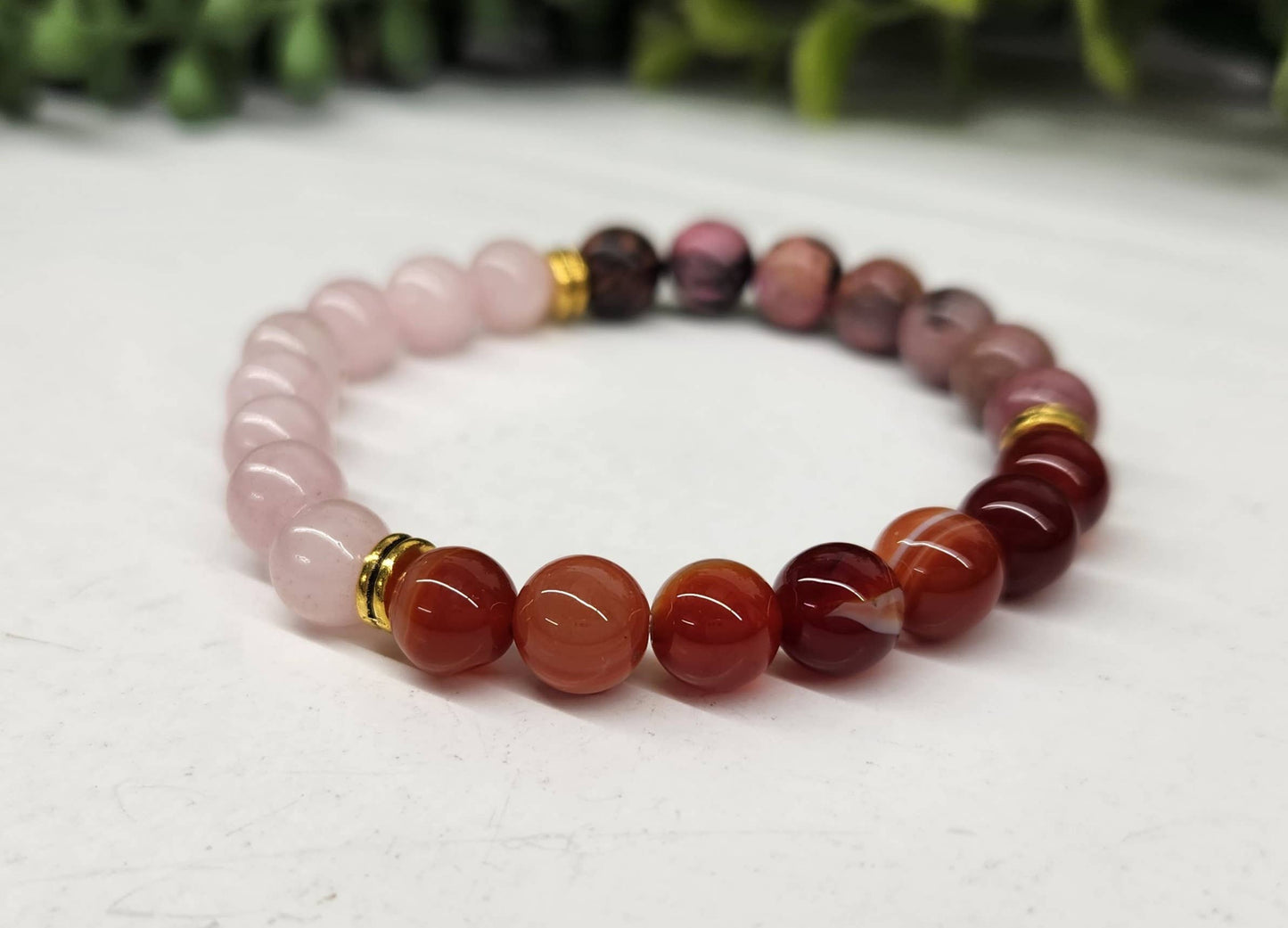 SELF LOVE - Rose Quartz/Banded Carnelian/Rhodonite 8MM