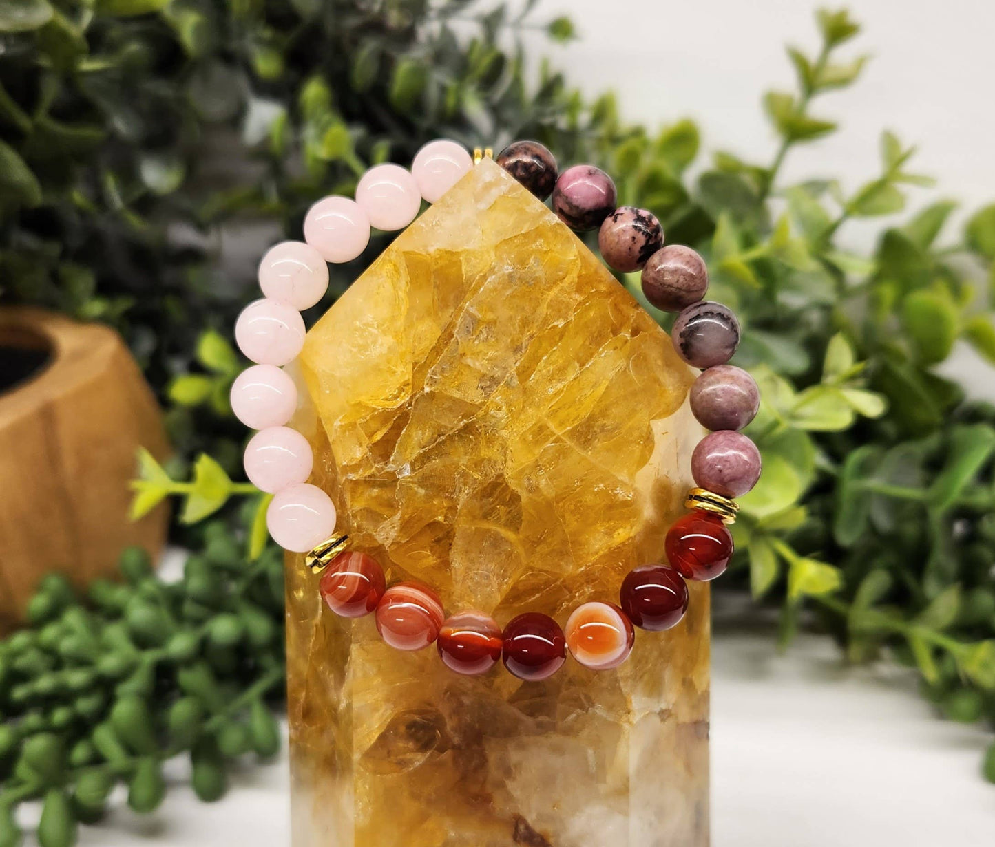 SELF LOVE -  Rose Quartz/Banded Carnelian/Rhodonite 8MM