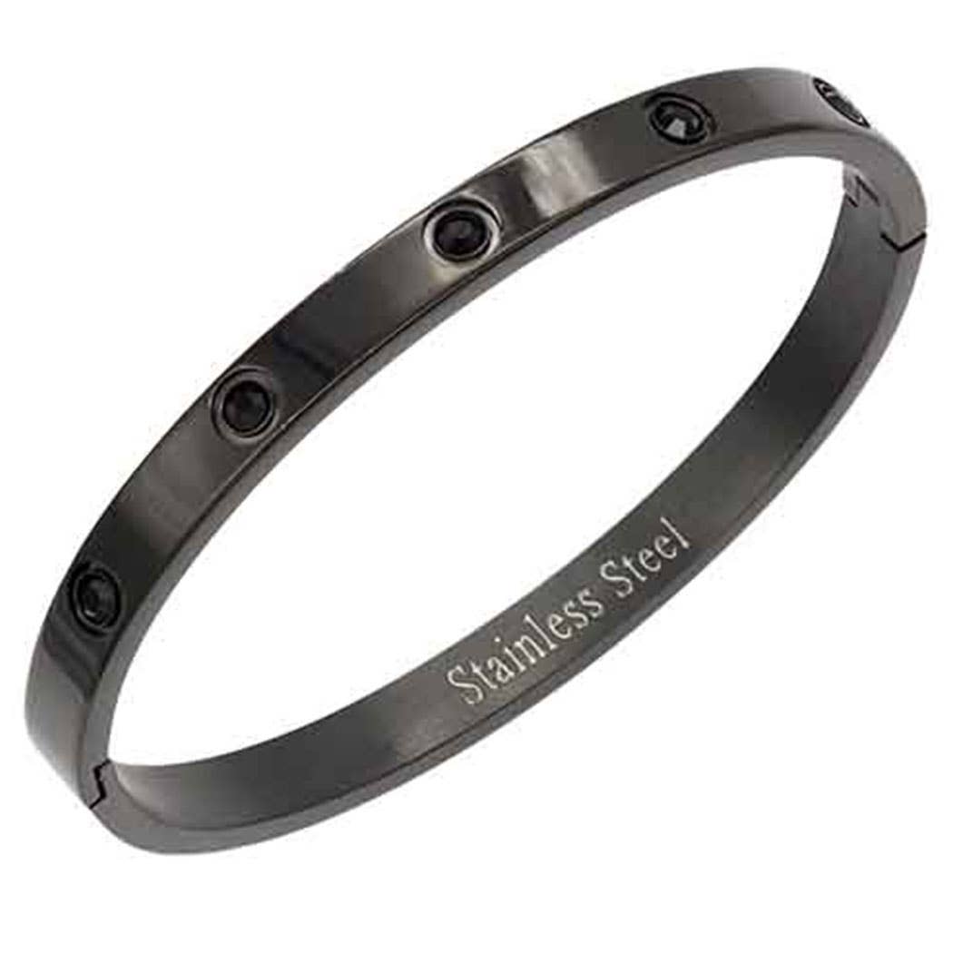 Stainless Steel Bangle with Jewel Stone: ONE SIZE / SV