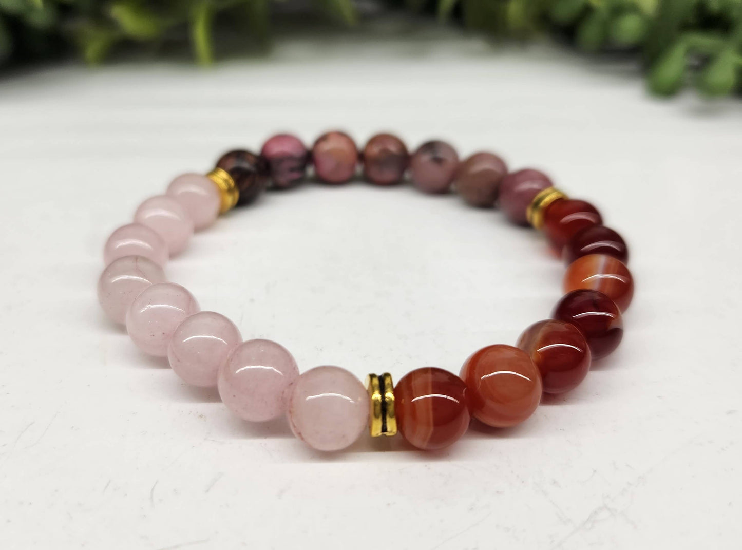 SELF LOVE -  Rose Quartz/Banded Carnelian/Rhodonite 8MM