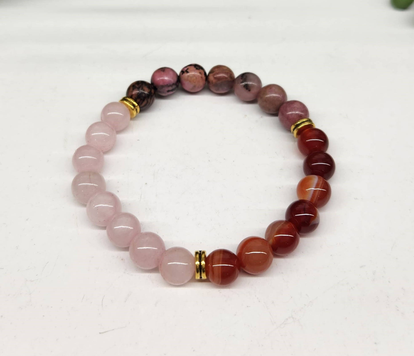 SELF LOVE -  Rose Quartz/Banded Carnelian/Rhodonite 8MM