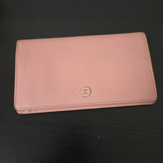 Chanel long wallet (pink) - missing zipper pull